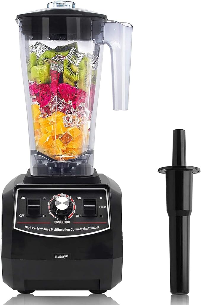 Huanyu Professional Countertop Blender 100 oz Variable Speed &amp Pulse Feature for Fruit Smoothie Ice Soy Milk Hot Soups Frozen Desserts Crush Mix Home Commercial 2200W G5500 (110V US Plug Black)