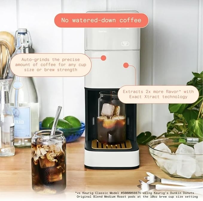 Programmable Single Serve Coffee Maker with Integrated Burr Grinder Touch Controls Fresh Custom Brew Compact Design Easy to Use
