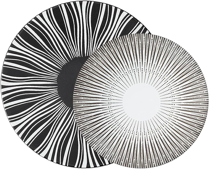 The Art of Lines Dinnerware Set service for 2Lightweight Round Plates Bone China Dinnerware SetsSteak Dinner Plates Dish Set (4Pcs) a beautiful gift LJW369