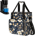 White Flower Leaves Coffee Maker Carring Bag Travel Carrying Storage Tote Bag Compatible with Keurig K-Mini or K-Mini Plus Portable Single Serve Coffee Brewer Case with Pockets for K-cup Pods