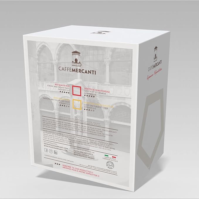 Caffe Mercanti ESE (Easy Serve Espresso) Rossa Italian Coffee Pods in Filter Paper - 44mm 150 Pods - Italiano Caffe Filter Paper - Non-GMO