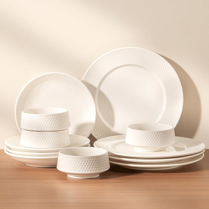 Dinnerware sets plates and bowls sets modern platesCeramic Dinnerware Sets12 Pieces Porcelain Lightweight PlatesScratch Resistant Dish Set (style - 11 4 - Set (12pcs))