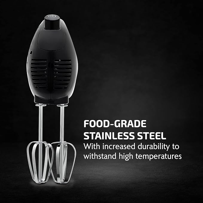 OVENTE Immersion Electric Hand Blender 300 Watt Power 2 Mix Speed &amp Portable 5 Speed Mixing Electric Hand Mixer with Stainless Steel Whisk Beater Attachments &amp Snap Storage Case