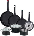5pc Ø16Ø20Ø24 Cookware Set with Lids + Set of Frying Pans Ø20Ø24Ø28Ø30 Cast Aluminium San Ignacio