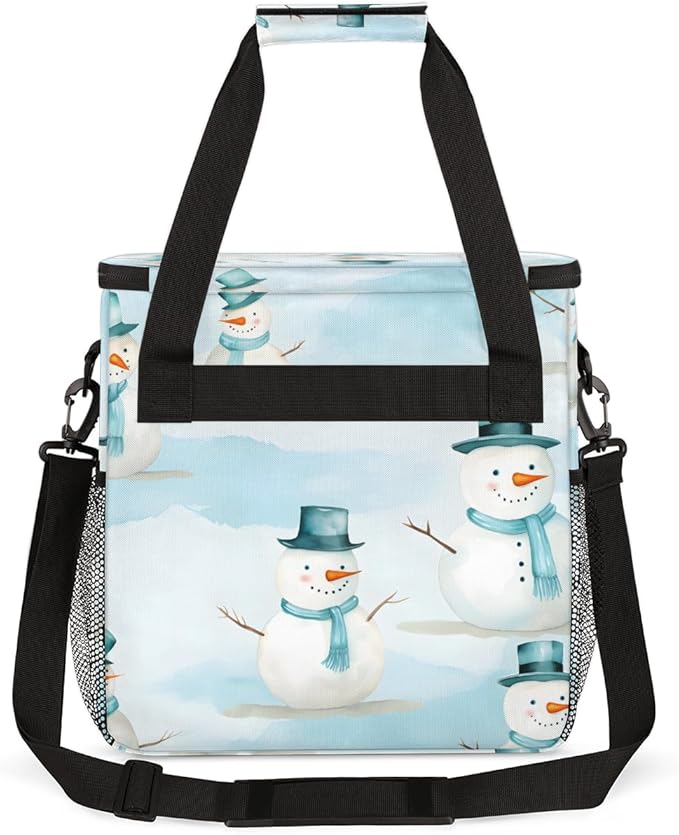 Xmas Snowman Coffee Maker Carrying Bag Fantastic Snowman Travel Storage Bag Compatible with K-Mini or K-Mini Plus Single Serve Coffee Brewer Carrying Case with Multiple Pockets &amp Shoulder Strap