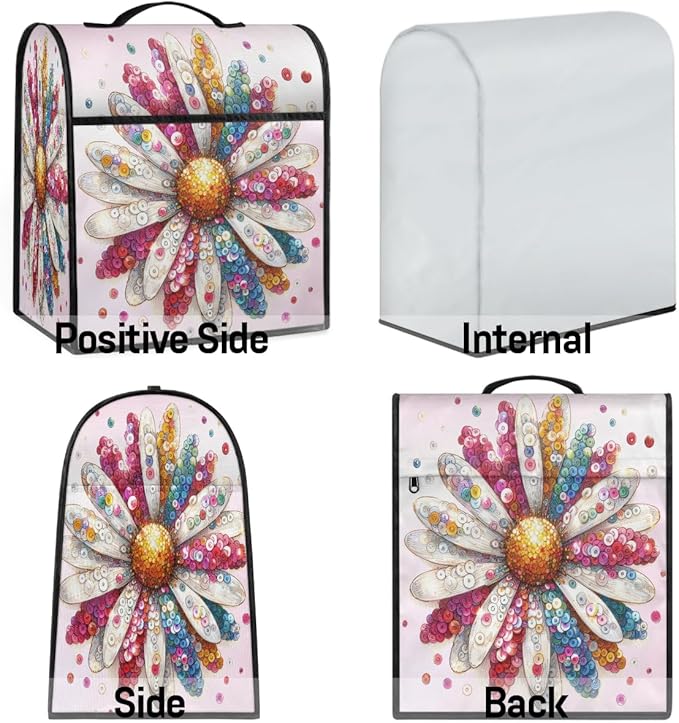 cfpolar Kitchen Aid Mixer Cover Compatible with 6-8 Quarts Flower Color Floral Stand Mixer Cover Kitchen Aid Mixers Accessories Appliance Organizer Bag Dust Covers with Zipper Pocket