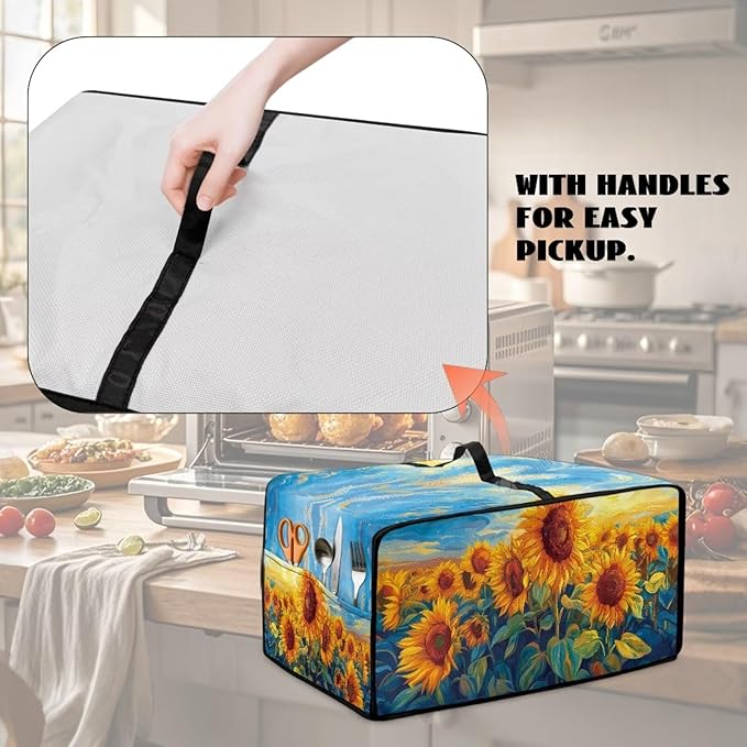 Doojoayie Sunflower Pattern Toaster Cover 4 Slice Kitchen Appliance Covers 18.5x14.5x 9 Small Appliance Dust Protector with Top Handle Easy to Storange