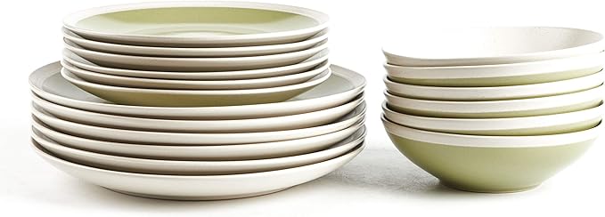 Rock Ridge Speckled Stoneware Dinnerware Set (18pc Set Beryl and Ivory)