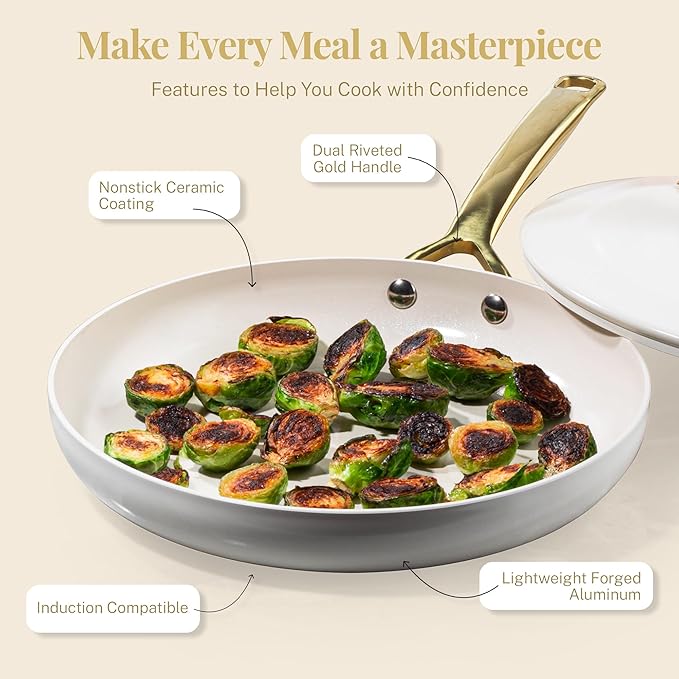 Gotham Steel 11 Pc Ceramic Pots and Pans Set Non Stick Kitchen Cookware Sets Ceramic Cookware Set Non Toxic Cookware Set Dishwasher Safe