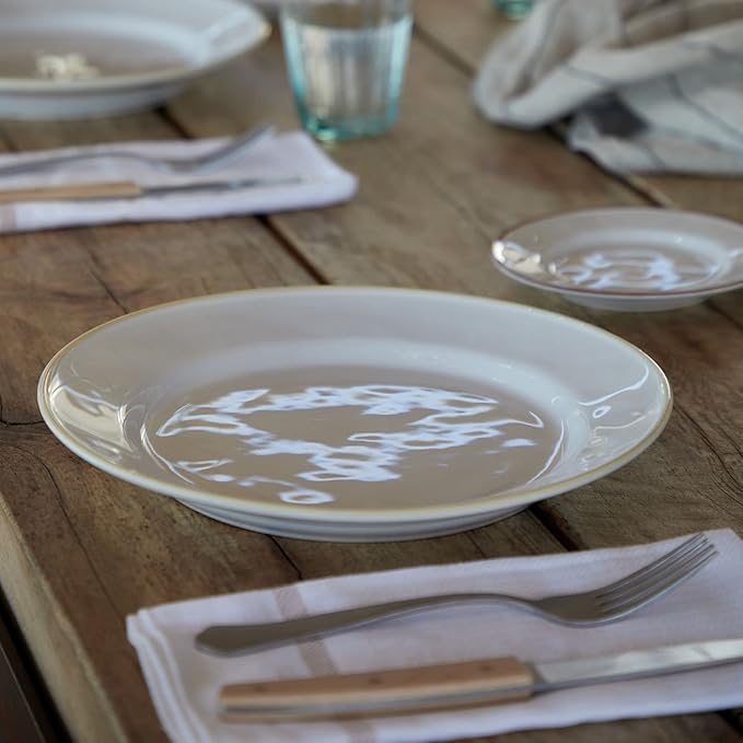 Costa Nova Ceramic Stoneware 5-Piece Place Setting Service for 1 - Beja Collection White &amp Cream | Microwave &amp Dishwasher Safe Dinnerware Set | Food Safe Glazing | Restaurant Quality Tablewar