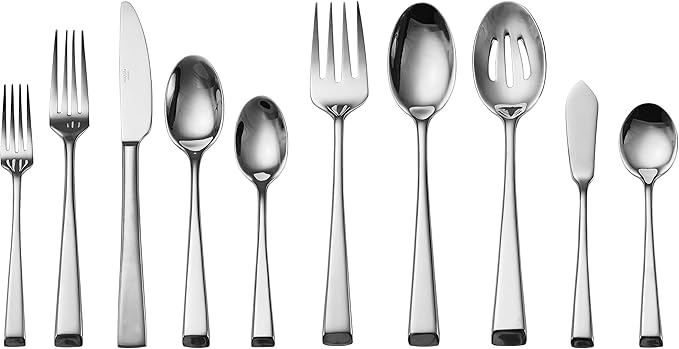 Mikasa 5080993 Rockford 45-Piece 18/10 Stainless Steel Flatware Set with Serving Utensil Set Service for 8