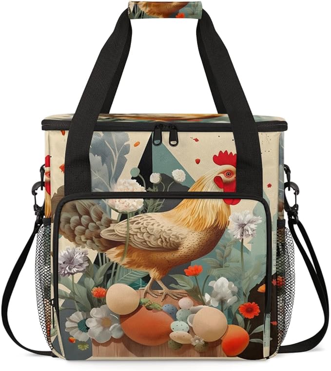 Easter Egg Coffee Maker Carrying Bag Rooster Portable Travel Storage Tote Bag Compatible with K-Mini or K-Mini Plus Single Serve Coffee Brewer Carrying Case with Multiple Pockets &amp Shoulder Stra