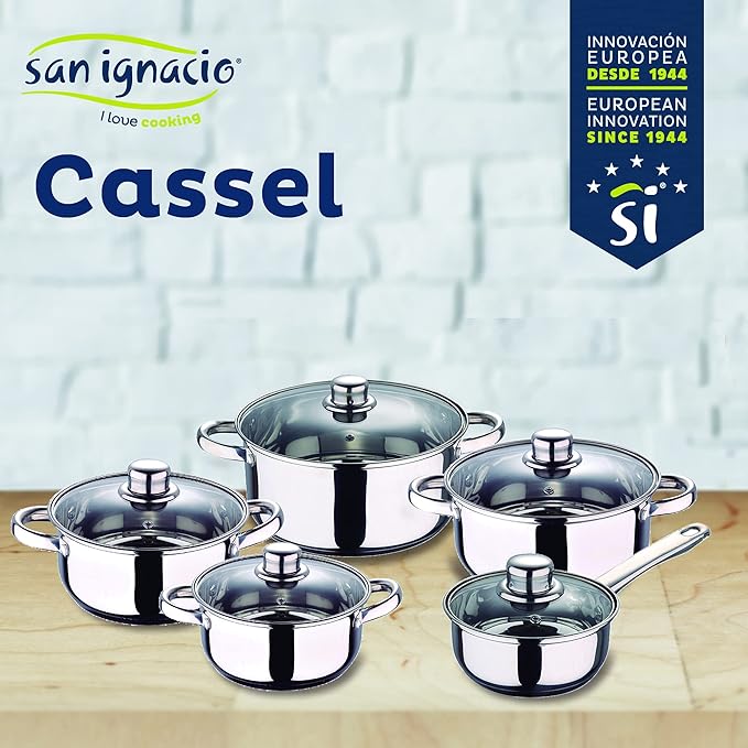SAN IGNACIO Cassel 12 Pieces Stainless Steel with Pan Set (18/20/22/24/26/28 cm) Forged Aluminium