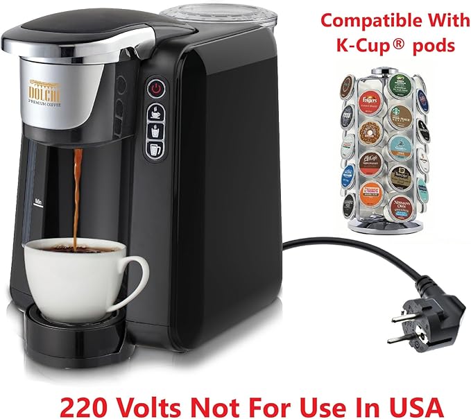 Dolce 220 Volt coffee maker compatible with Keurig K-Cup pods 220v 240 volts 50 hz (Not For Use In USA)