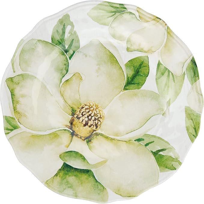 UPware 12 Piece Magnolia Melamine Dinnerware Sets Outdoor Dishes Set Plates and Bowls Sets Service for 4 Green
