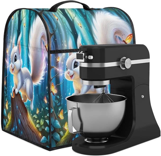 cfpolar Kitchen Aid Mixer Cover Compatible with 6-8 Quarts Cute Squirrel Forest Stand Mixer Cover Kitchen Aid Mixers Accessories Appliance Organizer Bag Dust Covers with Zipper Pocket