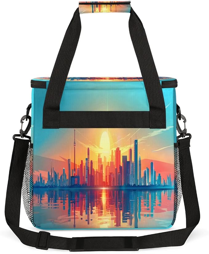 Sunrise Urban Landscape Coffee Maker Travel Bag for K-Mini or K-Mini Plus Single Serve Coffee Brewer Portable Storage Tote Case for Tarvel