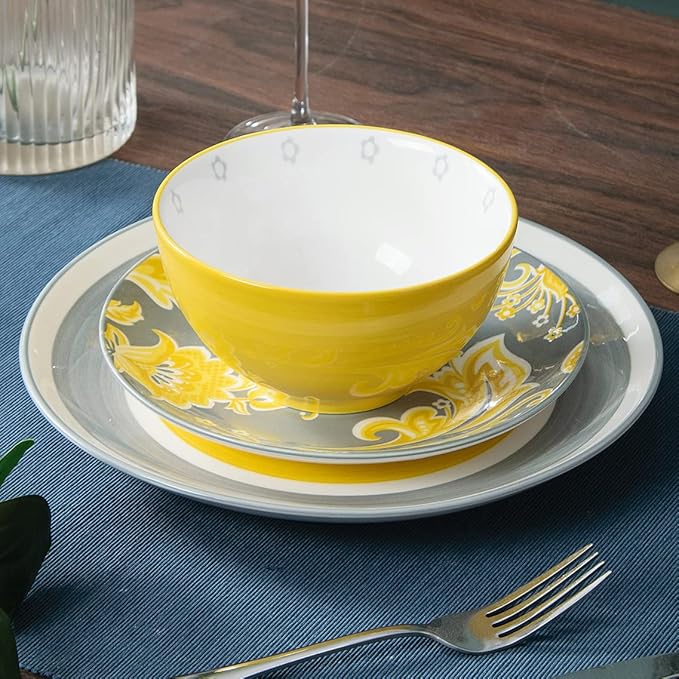 Wisenvoy Plates and Bowls Sets Ceramic Dinnerware Sets Plate Set Porcelain Dishes Set for 4 Dinner Plates