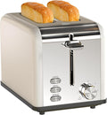 Simple Deluxe 2-Slice Toaster 6 Browning Setting and 3 Function Stainless Steel Toaster Extra Wide Slot &amp Removable Crumb Tray for Bread &amp Waffle White