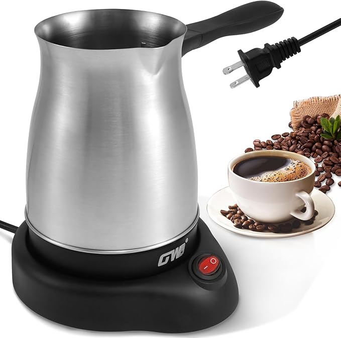Turkish Coffee Pot 600ml Turkish Coffee Maker 5 to 6 Cups Capacity 110V Stainless Steel Electric Coffee Machine with Handle for Home Kitchen &amp Travel - Quick Brew