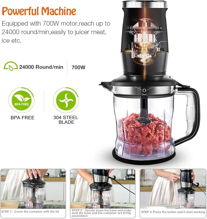 Blender and Food Processor Combo Personal Blender for Shakes and Smoothies Suitable for Kitchen Home 700W Electric Blender with Mixer Grinder/Chopper
