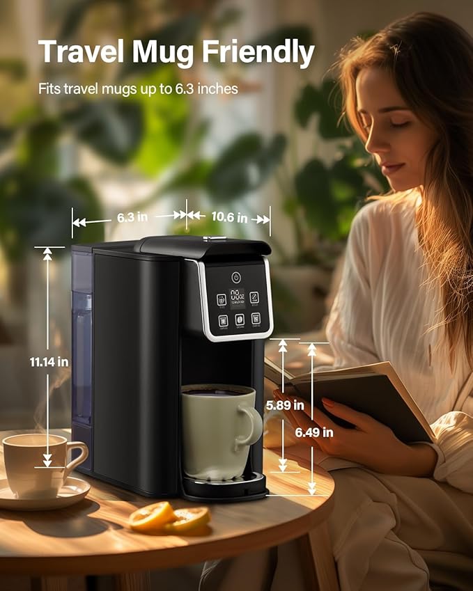 SHARDOR Single Serve Coffee Maker 2.0 Hot and Iced Coffee Machine for K Cup Pods &amp Ground Coffee 6 to 14 oz Brew Sizes 50 oz Removable Water Tank Bold Brew Setting Stainless Steel Black