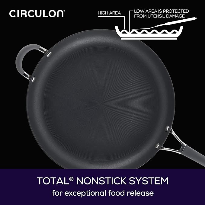 Circulon - 83906 Circulon Radiance Hard Anodized Nonstick Frying Pan / Fry Pan / Hard Anodized Skillet with Helper Handle - 14 Inch Gray