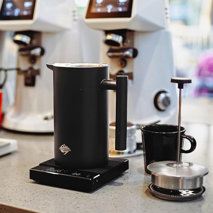 French Press Coffee Maker 304 Stainless Steel Coffee Press 34oz (4 cups) Tea maker with 60g Coffee Canister Double Wall French Presses with Heat Preservation Dishwasher Safe Black
