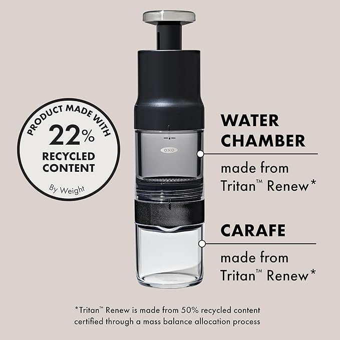 OXO Brew Rapid Brewer - Portable Coffee MakerFast Manual Hot &amp Cold BrewSmall Handheld BrewerCompact Travel Coffee Maker(Pack of 4)