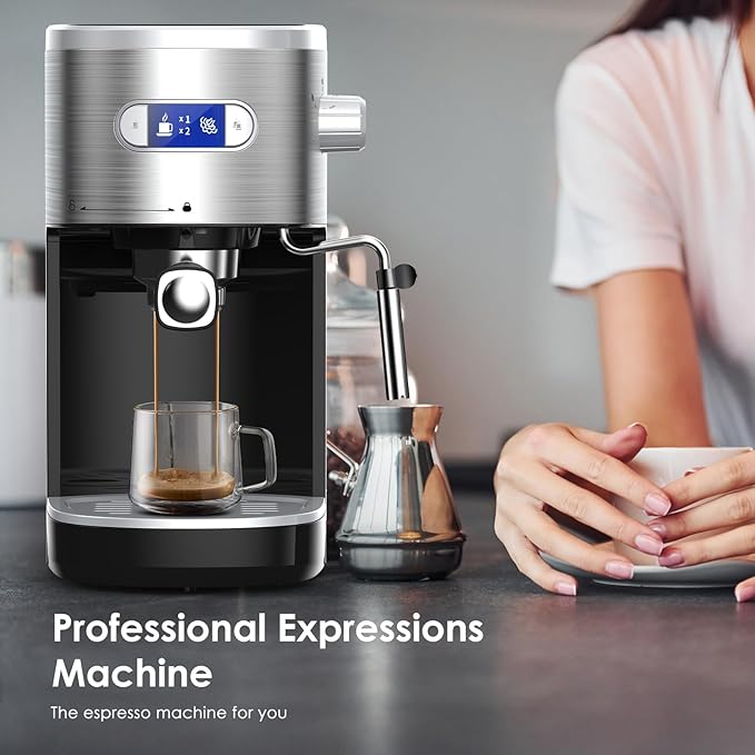 COWSAR Commercial Espresso Machine 20 Bar Compact Espresso Maker with Milk Frother Steam Wand Expresso Coffee Machines with 45 OZ Removable Water Tank for Cappuccino Latte Home