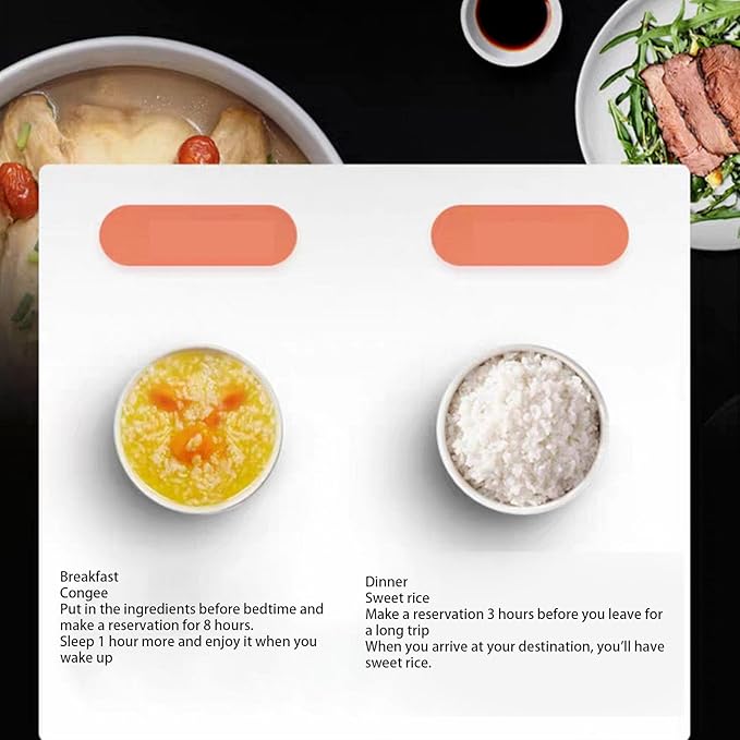 HEEPDD Car Rice Cooker ABS PP Aluminum Alloy 2L 12V Portable Double Safety Design Rice Cooker with Steam Plate Insulation Anti Stick Rice Cooker for Travel