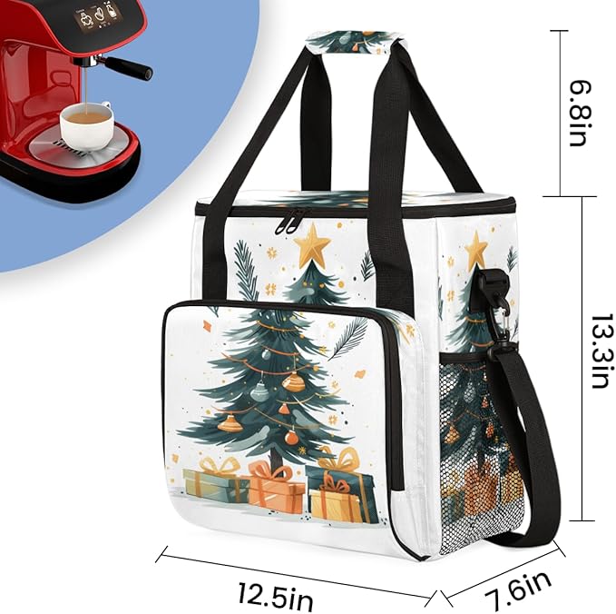 Christmas Gift Coffee Maker Carrying Bag Gothic Tree Travel Storage Bag Compatible with K-Mini or K-Mini Plus Single Serve Coffee Brewer Carrying Case with Multiple Pockets &amp Shoulder Strap