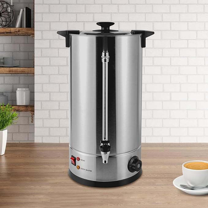 Commercial Coffee Maker Premium Coffee Machine Large Stainless Steel Catering Hot Water Boiler Tea Urn Double Wall Coffee Percolator for Events Offices Parties Catering Gathering