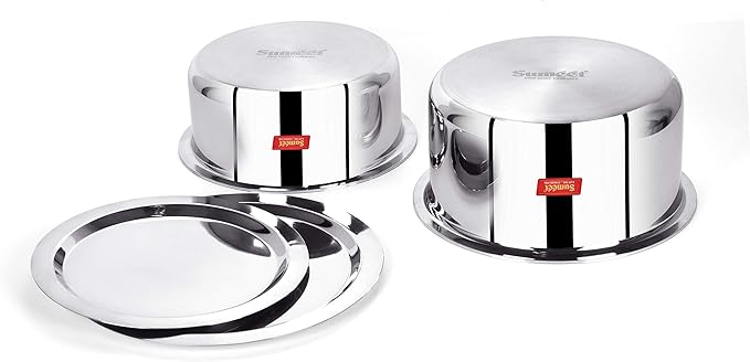 Sumeet Cook Smart TriPly SAS (Steel-Aluminium-Steel - 3 Layers) Tope Set of 2Pcs with Lid - No. 20 (3Ltr 20Cm) No. 22 (4Ltr 22Cm)