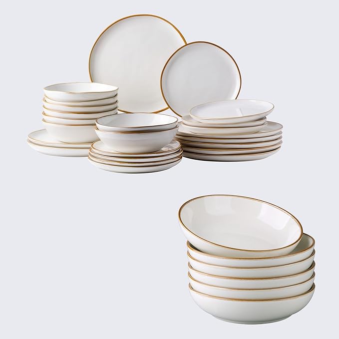 AmorArc Ceramic Dinnerware SetsHandmade Reactive Glaze Plates and Bowls SetsHighly Chip and Crack Resistant | Dishwasher &amp Microwave Safe Dishes Set Service for 4 (24pc)