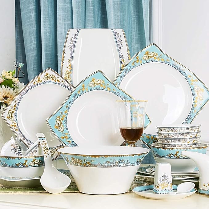 Ceramics Dinnerware Set with 30-PieceBowl/Dish/Spoon|Bone China Dinner SetsKunlun Type Porcelain Combination SetAA