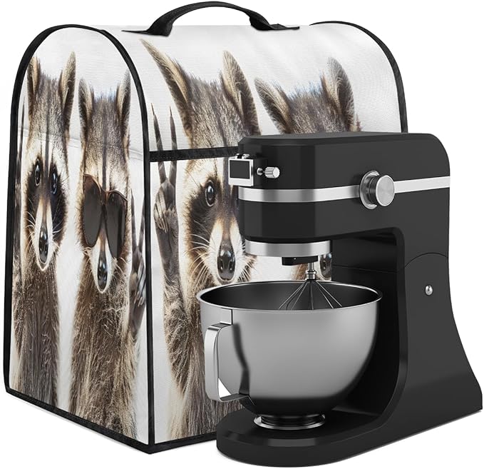 cfpolar Kitchen Aid Mixer Cover Compatible with 6-8 Quarts Animal Cute Raccoon Stand Mixer Cover Kitchen Aid Mixers Accessories Appliance Organizer Bag Dust Covers with Zipper Pocket