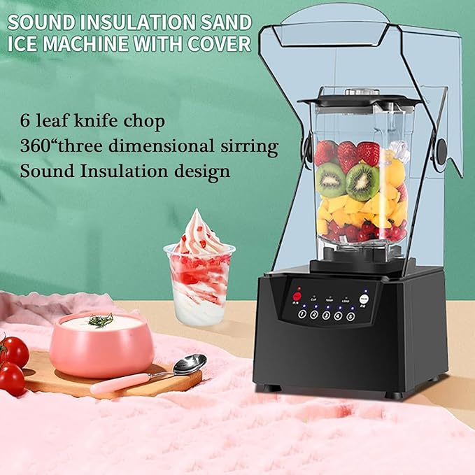 Smoothie Blender 2L Commercial Stand Mixer 2200W Multifunctional Blender Mixer Pulse Function Adjustable Speed Automatic Cleaning 17000 R/Min Smoothie Blender