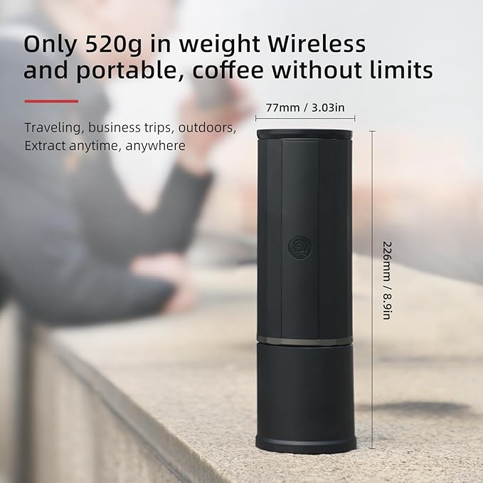 portable coffee maker15 Bar Mini Coffee Maker USB-C &amp Car Charger Lightweight Espresso Maker Black
