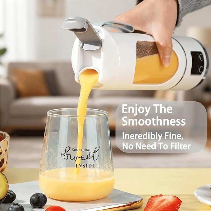 Portable Blender for Shakes &amp Smoothies Digital Display Juicer with 12 Stainless Steel Blades USB Rechargeable Mini Blender 3-Speed Ice Crusher Smoothie Maker for Home &amp Travel (15.2oz) (Gr