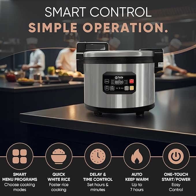 Commercial Large Multi-Function Rice Cooker - Professional 64 Cup Cooked (32 Cup Uncooked) Rice Maker Cooker With Non Stick Pot &amp Hinged Lid - Brown Rice Sushi Rice and more