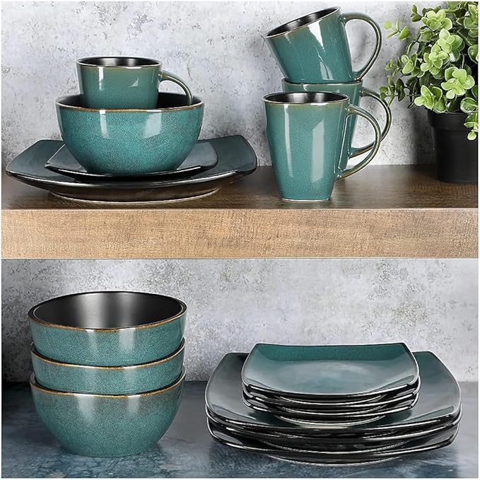 Gibson Elite Soho Lounge 16 Piece Dinnerware Set Teal