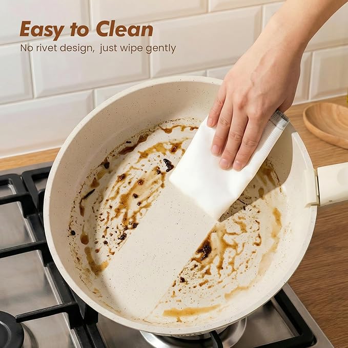OMTM 19pcs Ceramic Non Stick Pots and Pans Set with Detachable Handle Space-Saving Nestable Cookware Set for Kitchen Dishwasher &amp Oven Safe Eco-Friendly Non-Toxic (PFOS PFOA Free)