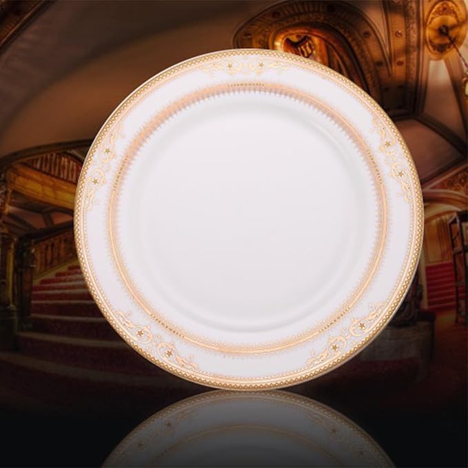8 Piece Porcelain Dinnerware Set with Gold Floral Pattern Elegant Tableware for 4 Ideal for Luxury Hotel Dining Formal Dinners and Anniversary Presents