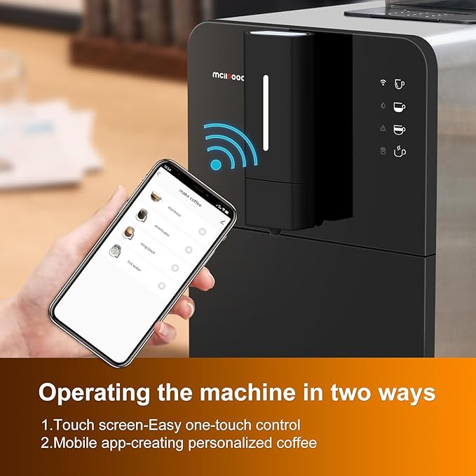 Mcilpoog Super Automatic Espresso Coffee MachineBean To Cup Fully Automatic Espresso Machine with GrinderEasy To Use Wifi Touch Screen Coffee Maker.19 Bar Barista Pump(Hi series 01)