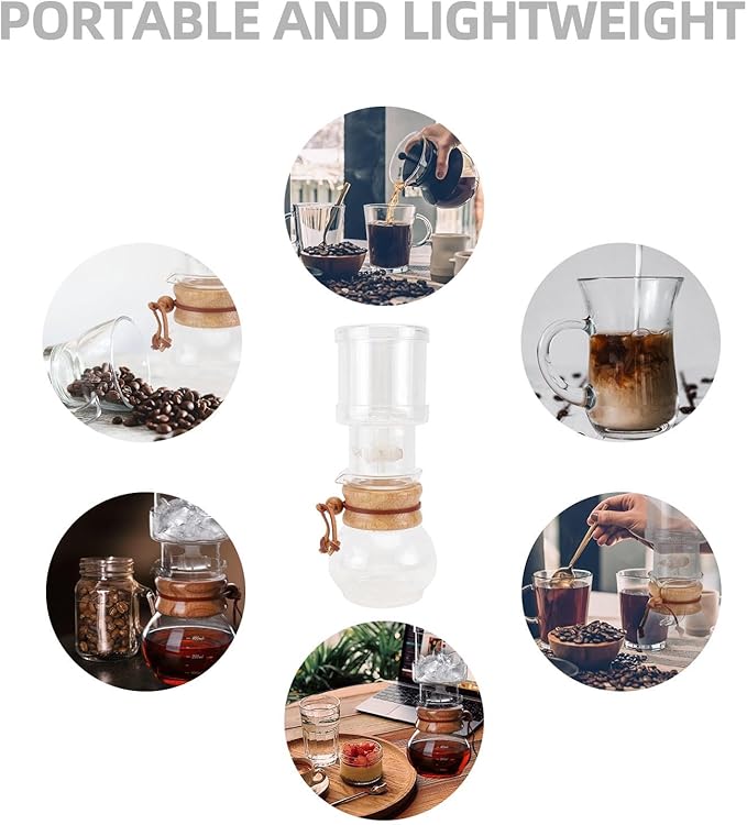 Cold Brew Coffee Maker Glass Drip Pot Multi-functional Iced Coffee Kettle with Storage Container Manual Brewing Suitable for Home and Office Use