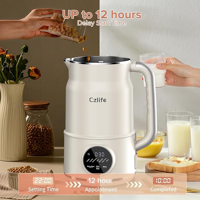 N7 Nut Milk Maker 50oz (1.5L) Automatic Soy Milk Maker Machine for Homemade Oat Milk Nutmilk Juice Milkshake Baby Food Grains Almonds Milk Maker with Delay Start/Keep Warm/Clean