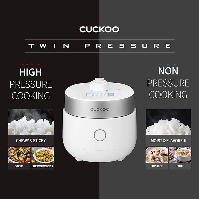 Generic CUCKOO CRP-MHTR0309F | 3-Cup (Uncooked) Twin Pressure Induction Heating Rice Cooker | 11 Menu Options: High/Non-Pressure &amp More Made in Korea | White 3 Cups (CRP-MHTR0309F) (Renewed)