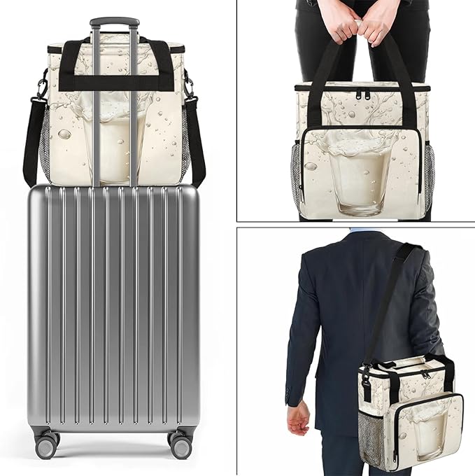 Milk Drinks Coffee Maker Travel Bag Funny Insulated Grocery Bag Travel Picnic Leakproof Cooler Bags With Shoulder Strap