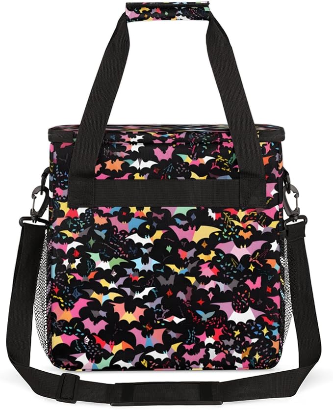 Colorful Bat Coffee Maker Carrying Bag Glitter Bat Travel Storage Bag Compatible with K-Mini or K-Mini Plus Single Serve Coffee Brewer Carrying Case with Multiple Pockets &amp Shoulder Strap